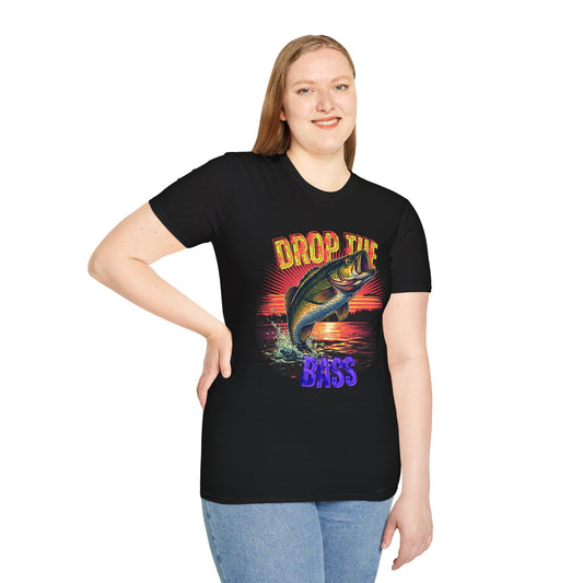 Black Largemouth Bass Fishing Graphic Tee "Drop the Bass" | Jim's Fishing Apparel