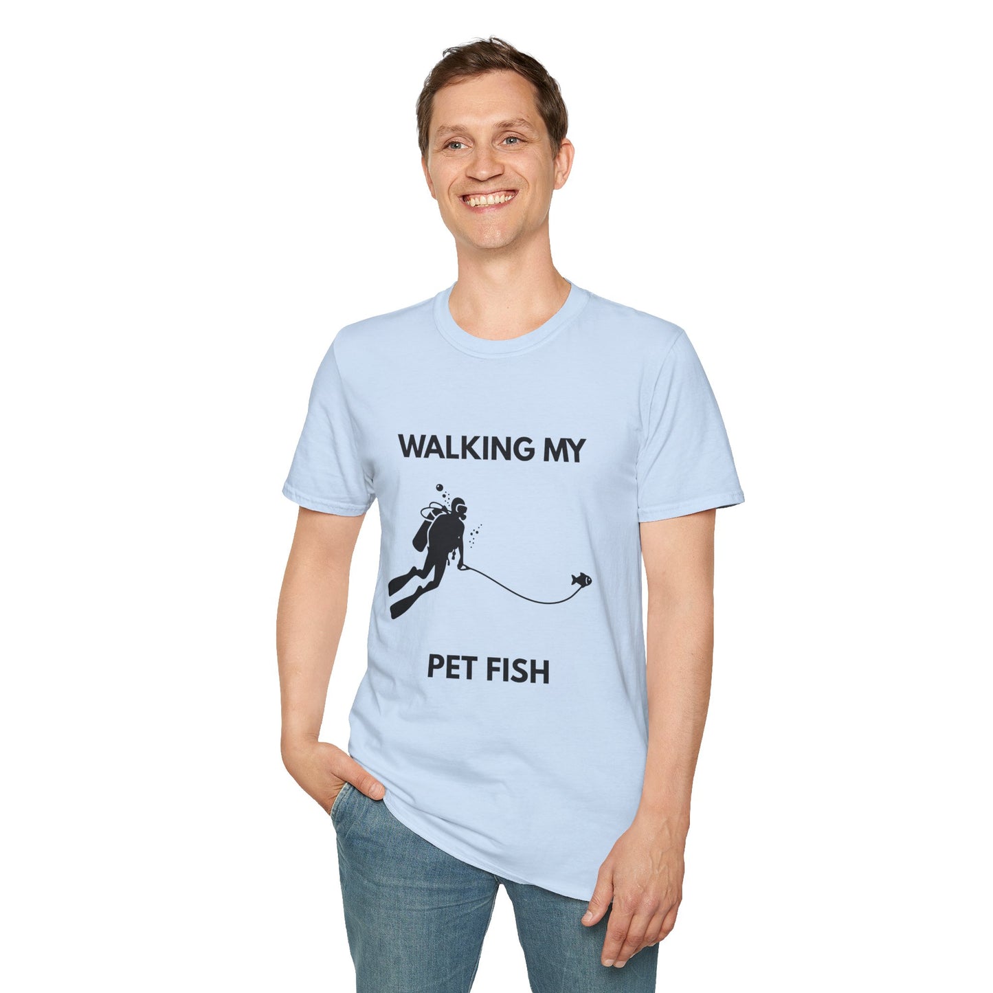 Scuba Diving/Fishing Graphic Tee "Walking My Pet Fish" | Jim's Fishing Apparel