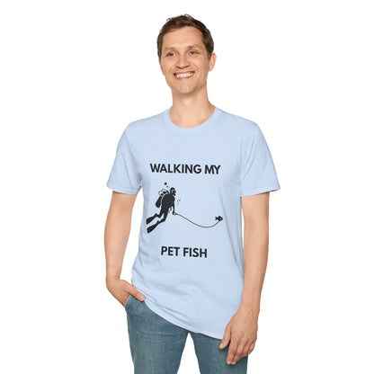 Scuba Diving/Fishing Graphic Tee "Walking My Pet Fish" | Jim's Fishing Apparel