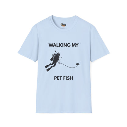 Scuba Diving/Fishing Graphic Tee "Walking My Pet Fish" | Jim's Fishing Apparel