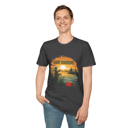 Sunset Fishing River Graphic Tee "Game Wardens Love Me" | Jim's Fishing Apparel